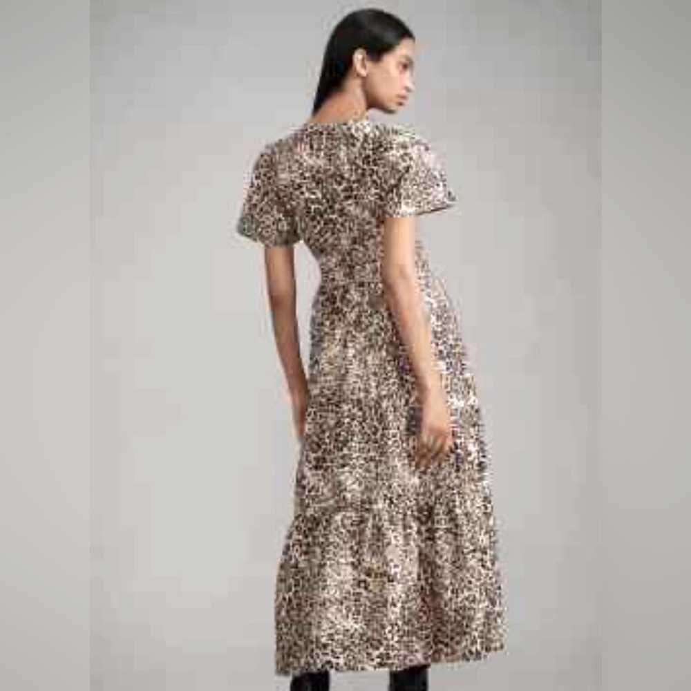 Anthropologie Somerset Leopard Print Tiered Dress